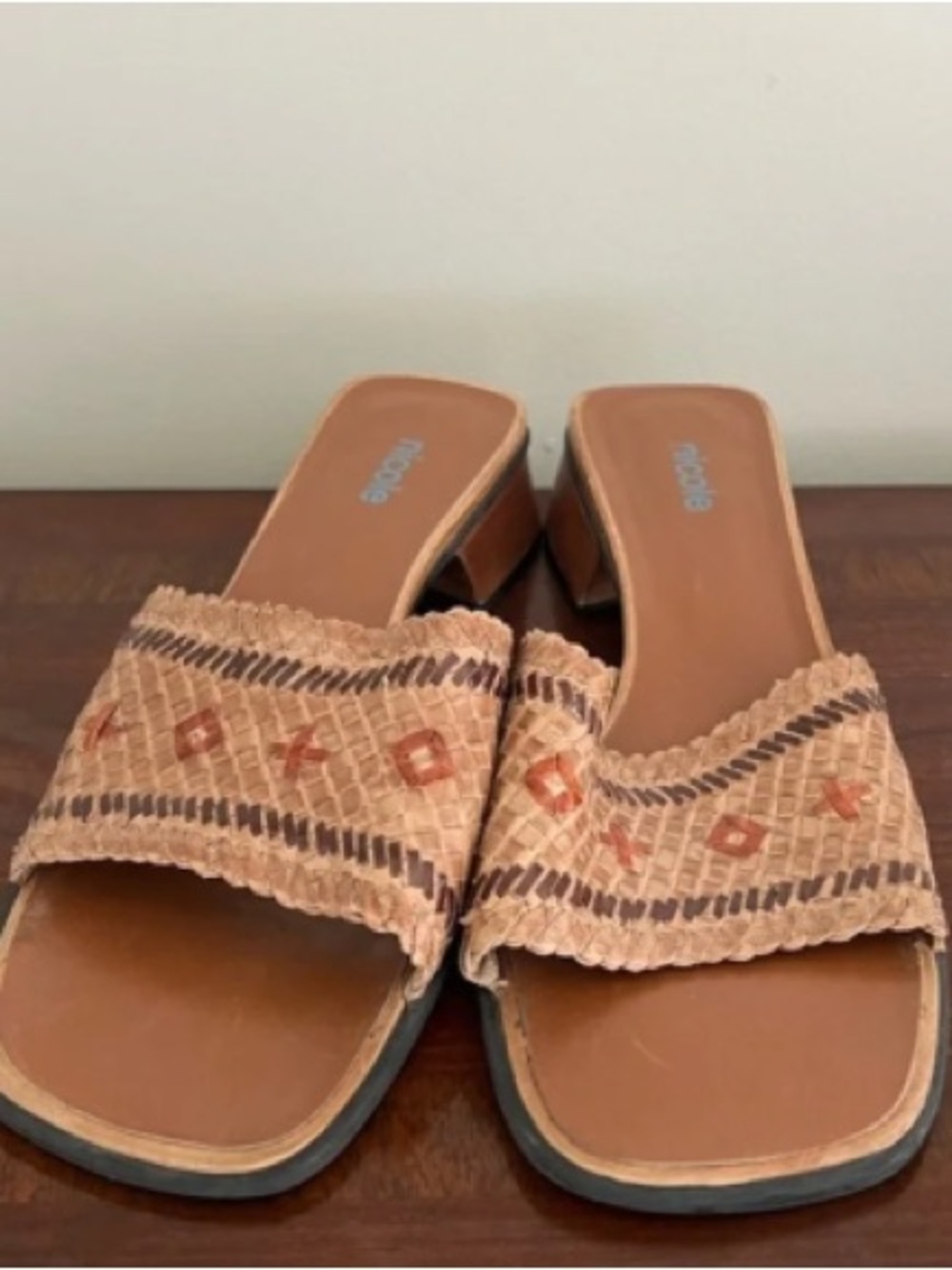 Nicole Braided Slide Sandals in Tan and Brown